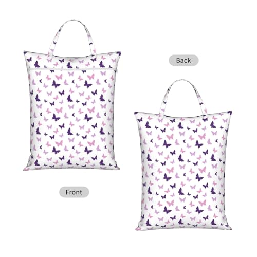 Purple Butterfly Travel Laundry Bag Washable Dirty Clothes Bag for Gym - color: Purple Butterfly