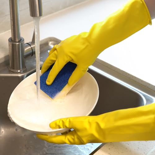 4 Pairs Rubber Kitchen Dishwashing Gloves - Cleaning Gloves Outdoor Chores for Women & Men (Small) - size: Small