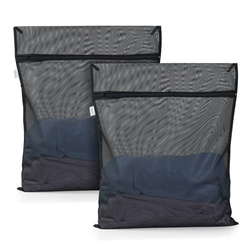 OTraki 2 Pack Durable Laundry Bags with Zipper 20 x 24 Inch, Black - size: 20 x 24 inch