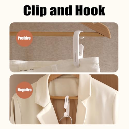 10Pcs Laundry Hooks with Clips Hanger Closet Organizer Clamps Hanging Socks Boot Bras Towels Shower Pegs for Bathroom Wardrobe Kitchen Office Holders Clothes Pins Heavy Duty Outdoor, Brown - color: Light Brown