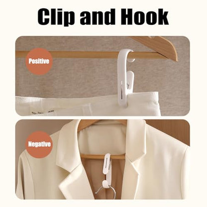 10Pcs Laundry Hooks with Clips Hanger Closet Organizer Clamps Hanging Socks Boot Bras Towels Shower Pegs for Bathroom Wardrobe Kitchen Office Holders Clothes Pins Heavy Duty Outdoor, Brown - color: Light Brown
