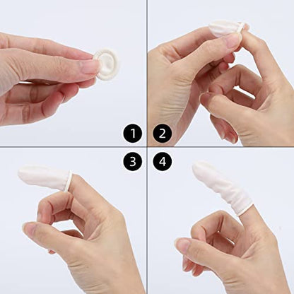 acDesign 300Pcs Finger Cots LargeLatex Finger Cots White Finger Protectors for Injured Finger,Cracked Finger,Sports - size: Large