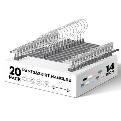 14 Inch Pants Hangers with Clips 20 Pack Skirt Hangers,Gray - color: Gray, size: 14Inch