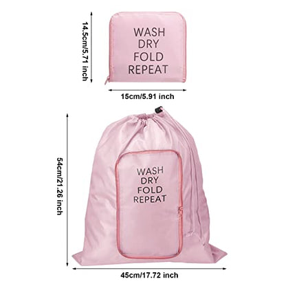 Boao 2 Pcs Travel Laundry Bag with Drawstring Zipper - color: Pink, size: Classic