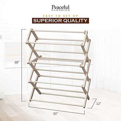 Peaceful Classics Wooden Folding Laundry Rack, 38x30x13 - size: Small