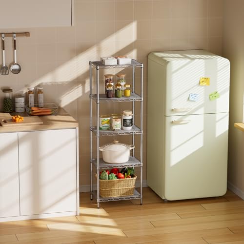 SINGAYE Metal Shelves Wire Shelving Storage Standing Adjustable Shelf Unit - color: Grey, size: 5 Tier 10"Dx16"Wx55"H