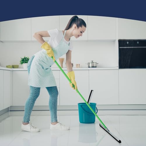 Lasnten 4 Pcs Double Foam Floor Squeegee for Concrete 22 Inch Industrial Floor Scrubber Stainless Steel Cleaning Squeegee with Rubber Heavy Duty Broom EVA Foam Blade for Garage Window Pool - size: 22 Inch