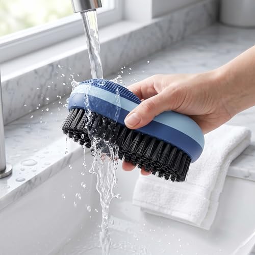 Dual Sided Soft Bristle Cleaning Brush, Iceberg Blue