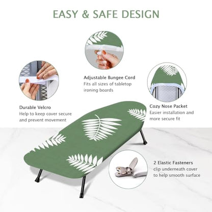 SheeChung 12.5"x32" Small Ironing Board Cover and Pad,Mini Iron Board Cover - color: Green+leaf, size: 32"L x 12.5"W