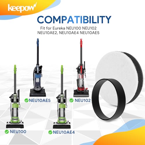 KEEPOW Vacuum Belts and Filters for Eureka Airspeed Compact Bagless - size: 2*Belts+1*Filter