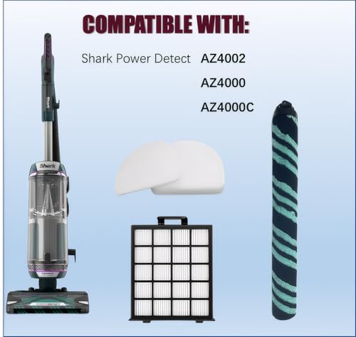 AZ4002 filter Compatible with shark detect pro/Shark Power Detect Upright Vacuum AZ4000 AZ4002 AZ4000C-2HEPA+4Foam&Felt Filters+1Cleaning Brush+4Odor Neutralizer Cartridge+1Main Brush (12pcs) (12 pcs)