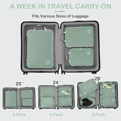 Cipway Compression Packing Cubes (3 Piece,Sage Green) - color: Sage Green, size: 3PCS