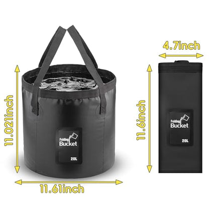 20L Collapsible Bucket, 5 Gallon Portable Folding (Black)