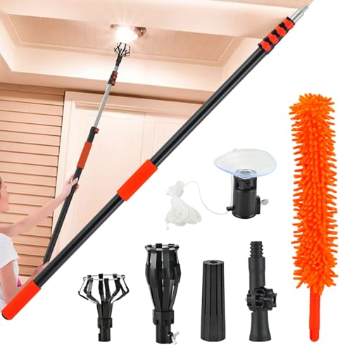 26FT Light Bulb Changer Kit, Telescoping Pole with 2 Gripper Baskets
