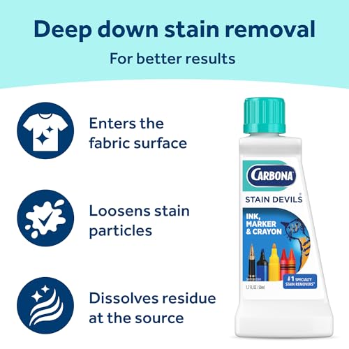 Carbona Stain Devils #3 (1.7 Fl Oz), Targeted Spot Cleaner for Ink, Marker & Crayon Stains, Safe on Skin & Washable Fabrics - size: 1.7 Fl Oz (Pack of 1)