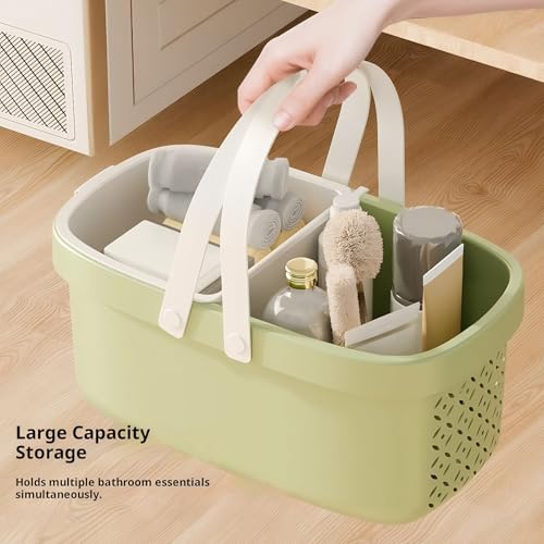 Pulseplay Plastic Shower Caddy Basket,Storage Basket with Handle Green - color: Green