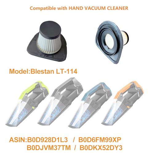 Hepa Filters Replacement compatible with Blestan LT-114 Handheld Vacuum Cordless, Filters for Blestan Car Vacuum, 3pack Washable Filters Works with Absob Cordless Handheld Vac（Vac isn't included)