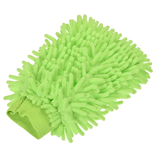 MECCANIXITY Microfiber Soft Chenille Wash Mitten Double Sided Dusting Glove for House Cleaning, Light Green - color: Light Green