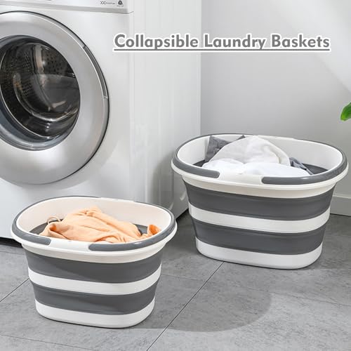 Collapsible Mop Bucket with Handles 4.2 Gallon Foldable Tub for Cleaning Large Silicone Pop Up Buckets Portable Collapse Camping Car Wash Basket for Space-Saving Storage - size: 4.2 Gallon - Bucket