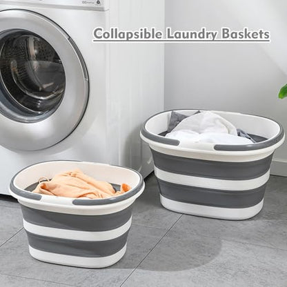 Collapsible Mop Bucket with Handles 7.4 Gallon Foldable Tub for Cleaning Large Silicone Pop Up Buckets Portable Collapse Camping Car Wash Basket for Space-Saving Storage - size: 7.4 Gallon - Bucket