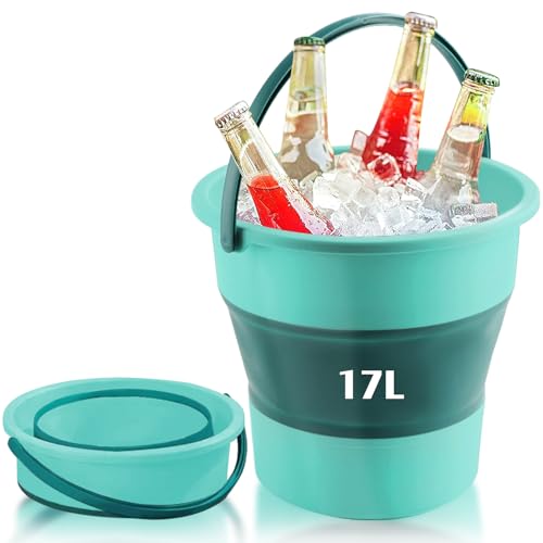 Collapsible Bucket 4.5 Gallon/17L Large Capacity Foldable Cleaning Buckets - color: Large Green