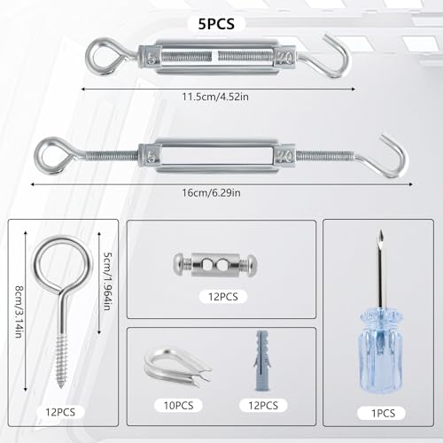 1/8" Clothesline Wire Kit, 100 ft PVC Coated Galvanized Steel Cable