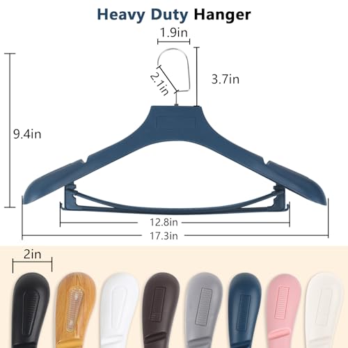 DEDU Plastic Extra Wide Shoulder Suit Hangers for Men 15 Pack Width 17.7", Blue Sweater Hangers no Shoulder Bump Non Slip for Thick Sweaters, Clothes Hangers with Pants Bar & Metal Hook - color: Blue, size: 15 Pack