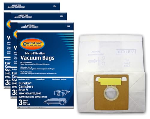 EnviroCare Replacement Micro Filtration Vacuum Cleaner Dust Bags for Eureka Style V Canisters 9 Bags