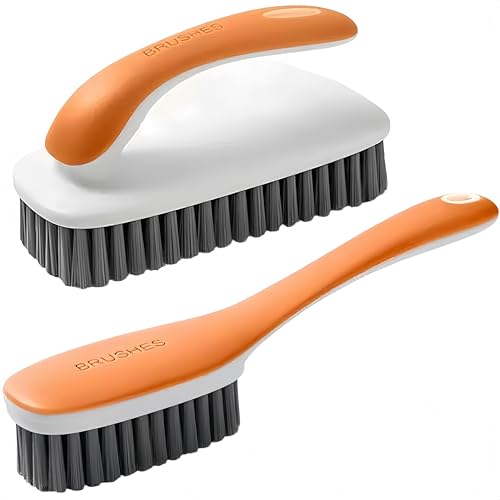 2 Pack Soft Bristle Cleaning Brushes Scrub Brush for Stains Laundry Brush - color: Orange