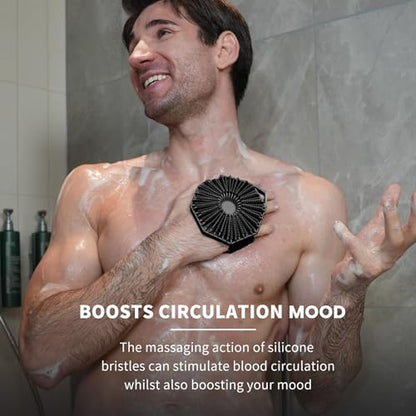 iTokGoK® Premium Silver-Infused Dual-Sided Design 2-in-1 Silicone Body Scrubber for Shower,Body Brush Buffer Scrubber for Men and Women for All Skin, Ergonomic No-Slip Handle, Easy to Clean - Black - color: Black