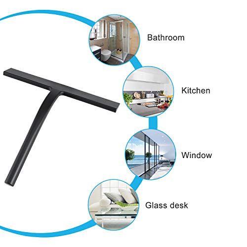 Silicone Shower Squeegee, Black, 9 inch - size: 9 inch(1 hook)