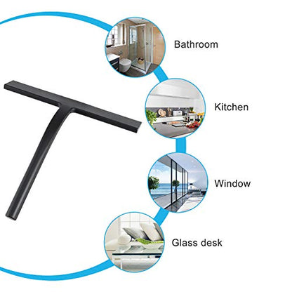 Silicone Shower Squeegee, Black, 9 inch - size: 9 inch(1 hook)