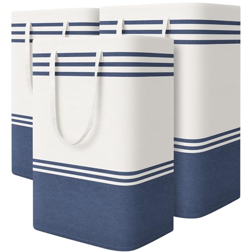 TranquilRelax 3-Pack Laundry Basket, Laundry Hamper, Blue-88L - color: Blue, size: 88L