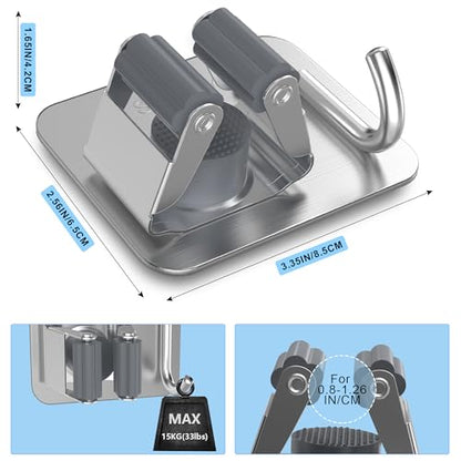2 Pack Broom Holder Wall Mount, 304 Stainless Steel Mop Organizer with Hook - color: A-Silver, size: 2PCS Gripper
