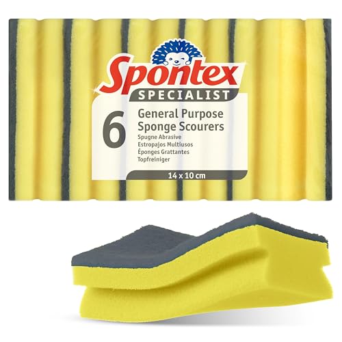 Spontex Specialist Washing Up Sponge Scourers | XL | Hard Wearing & Versatile for Professional Cleaning | 6 Pack - style: General Purpose