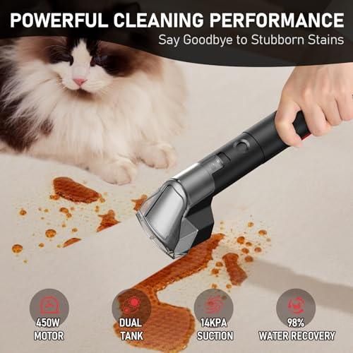 Dzaki C9 Portable Carpet & Upholstery Cleaner Machine, Spot and Stain Deep Cleaner with Remover Formula for Pets,Stairs,Couch Area Rugs,Upholstery,Car Seat