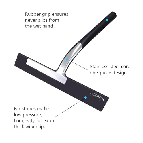 Silicone Rubber Blade Shower Squeegee 9" in Width Window & Car Squeegee for Shower, Glass, Window (Black, 9 Inches) - color: Black, size: 9 Inch