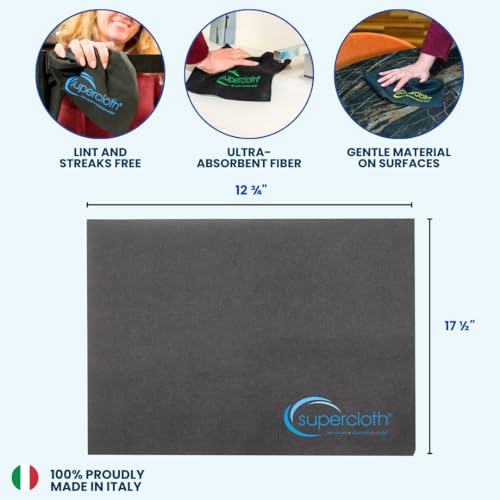 Supercloth® Premium Microfiber Cleaning Cloth for All-Purpose, Lasts Over 5 Years, Glasses Cleaning Cloth, Microfiber Cloth for Cars, Magic Reusable Cloth Streak-Free 100% Made in Italy (2pk) - size: 2