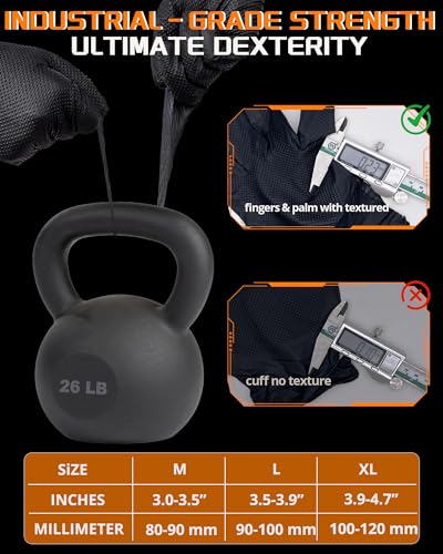 wcy 9 Mil Heavy Duty Mechanic Disposable Nitrile Gloves,Black, 800 Ct,M - color: Black-800, size: Medium