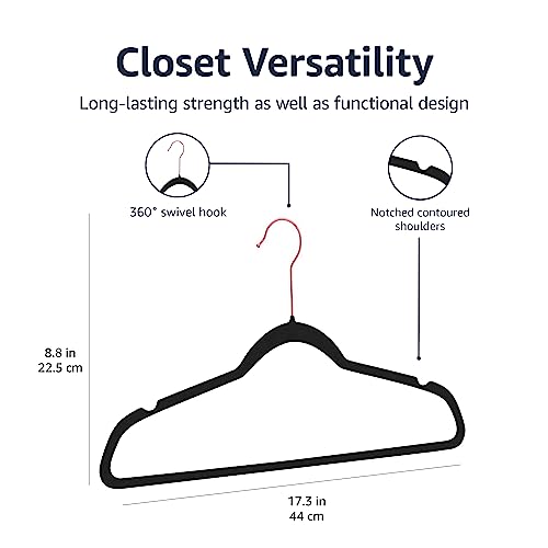 Amazon Basics Slim Velvet Non-Slip Space Saving Sturdy Suit Clothes Hangers, Closet Organizer, Black/Rose Gold, 30-Pack - color: Black and Rose Gold, size: Pack of 30