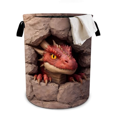 Dragon Laundry Basket Collapsible Oxford Cloth Fabric Hamper,Tote Bag Portable Storage Bin for Bedroom Bathroom Laundry Room 19.6x15.7 Inch - color: Dragon