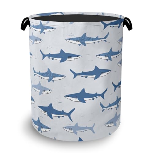 Cute Shark Laundry Basket,Foldable Oxford Cloth Tote Bag Laundry Hamper Clothes Storage Bucket Organizer for Bedroom Laundry Storage Dormitories 16" x 20.8" - color: Cute Shark