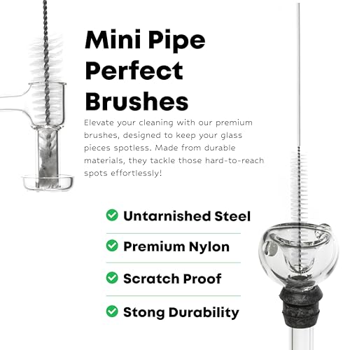 Pipe Perfect Mini Brush Set – 7-Piece Precision Cleaning Kit for Small & Hard-to-Reach Areas | Micro Detail Brushes for Glass, Metal & Silicone | Scratch-Safe, Durable & Reusable (Mini Pack)