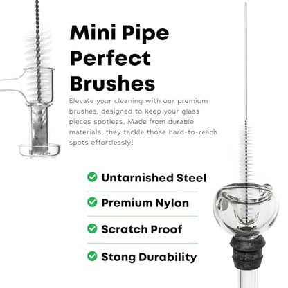 Pipe Perfect Mini Brush Set – 7-Piece Precision Cleaning Kit for Small & Hard-to-Reach Areas | Micro Detail Brushes for Glass, Metal & Silicone | Scratch-Safe, Durable & Reusable (Mini Pack)