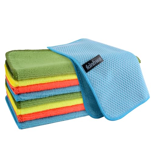 KinHwa Dish Cloths for Washing Dishes with Scrub Side, Microfiber Dish Rags - color: Mixed Colors 1, size: 12inchx12inch