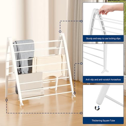 Whitmor Spacemaker Folding Drying Rack, Indoor Clothes Organizer with Patent-Pending Design, Space Saving, 6" L x 26" W x 51.5" H,Pearl - color: Pearl