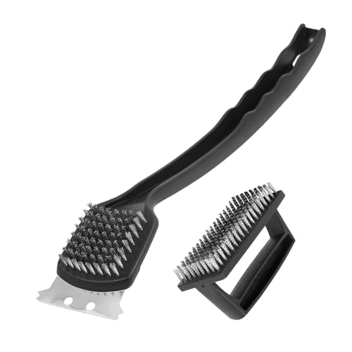 15.75” Grill Brush - BBQ Scraper with Ergonomic Non-Slip Grip & Steel Bristles, Deep Clean Outdoor Grill Grates Without Bending (Safer, Long Handle)