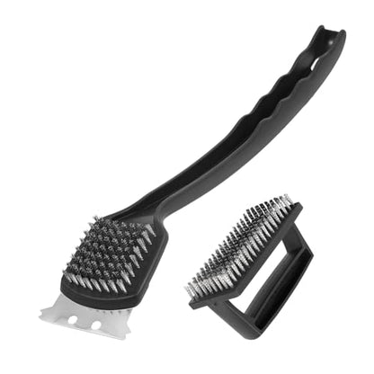 15.75” Grill Brush - BBQ Scraper with Ergonomic Non-Slip Grip & Steel Bristles, Deep Clean Outdoor Grill Grates Without Bending (Safer, Long Handle)