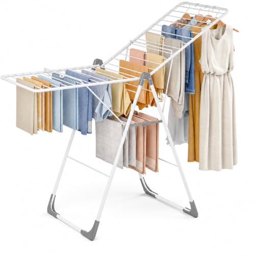 APEXCHASER Clothes Drying Rack, Large Capacity Drying Rack Clothing - color: Pearl White