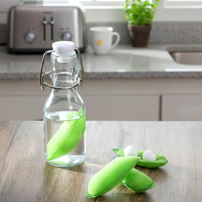 6 Pcs Bottle Cleaning Beans, Magic Beans Bottle Cleaner, Sponge Reusable Bean Shape Heat Resistance Pod Sponges with Ceramic Balls Green Shaped Internal Tools of Small Mouth
